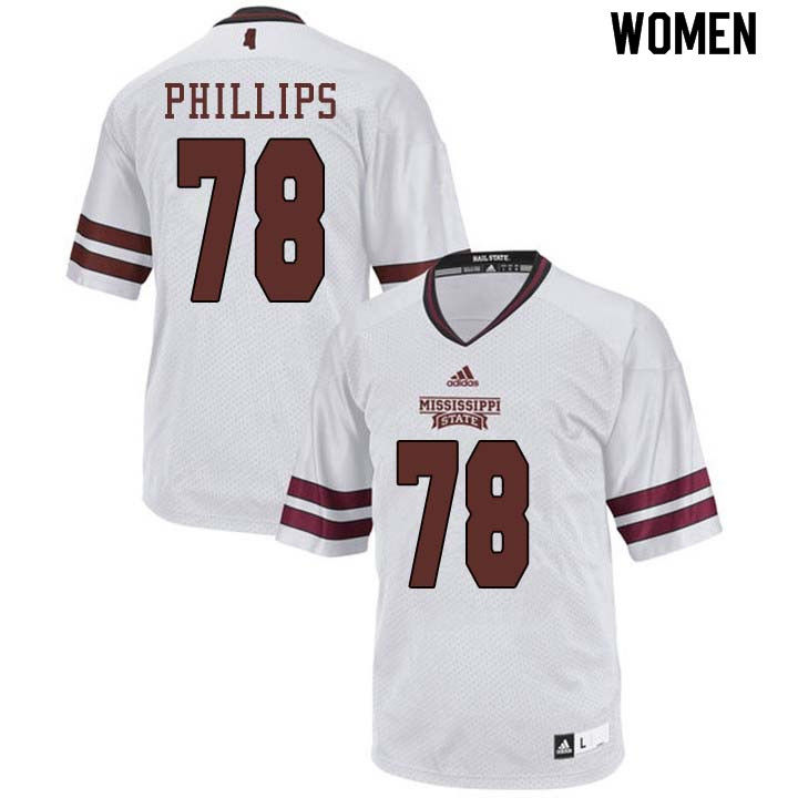 Women #78 Tyre Phillips Mississippi State Bulldogs College Football Jerseys Sale-White - Click Image to Close